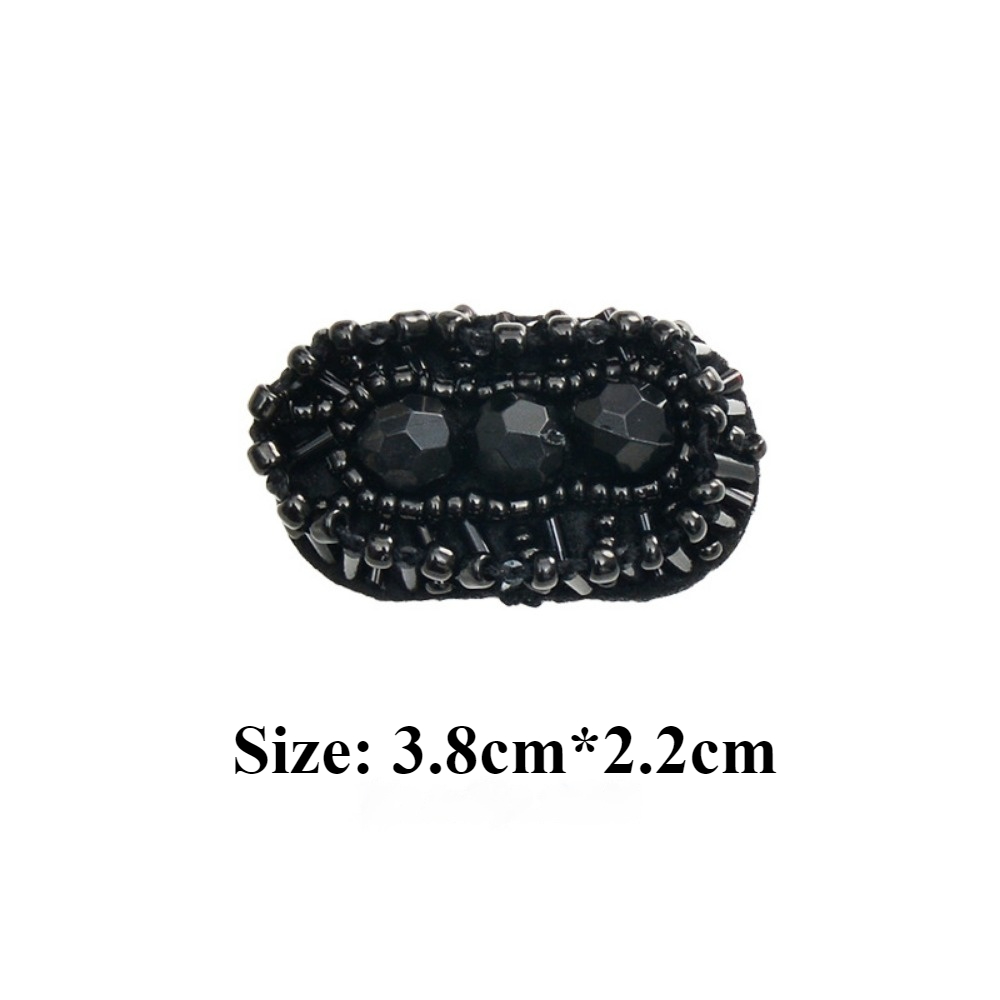 Cuentas hechas a mano, cuentas simples negras, tubo, flores, hojas, estrella, pegatina de tela pequeña, ropa, pantalones, decoración, parche con agujero: Zinc envejecido
