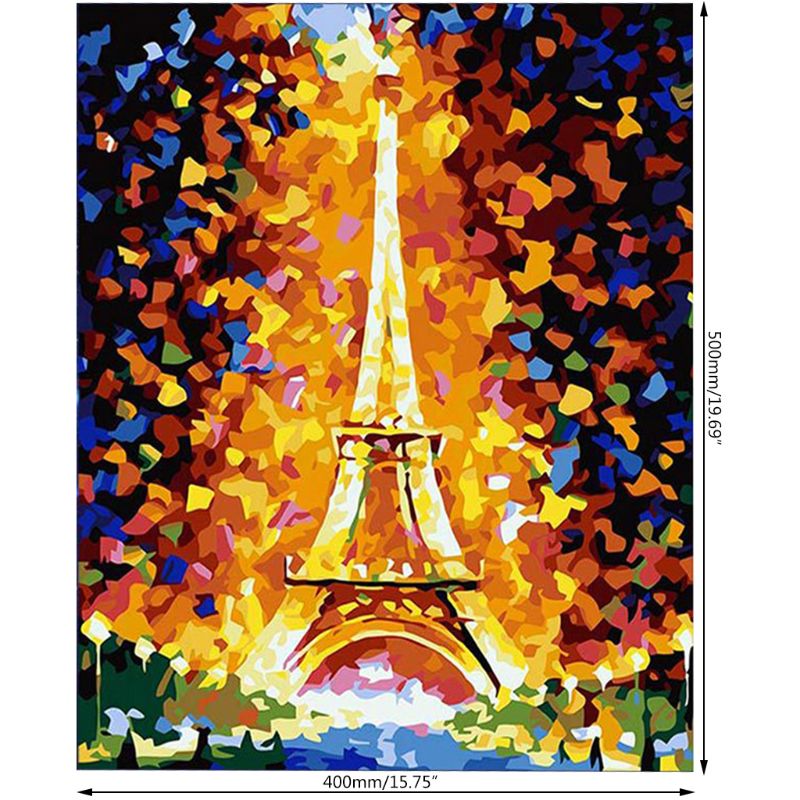Eiffeltoren Diy Paint Numbers Canvas Olieverf Kit Voor Kids Acryl Pigment 72XF
