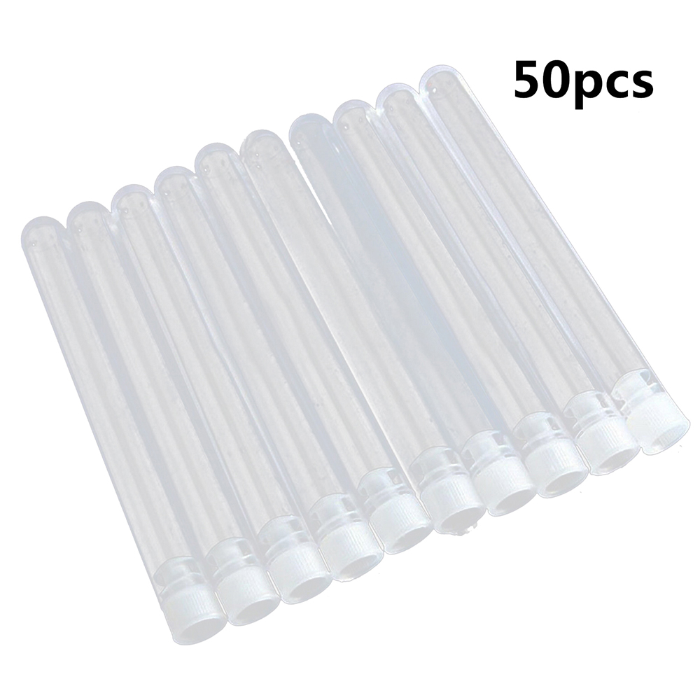 50pcs Clear Plastic Test Tube Transparent Round Bottom Tube Vial with Cap Home Storage Bottle 12x100/15x100mm: 15x100mm