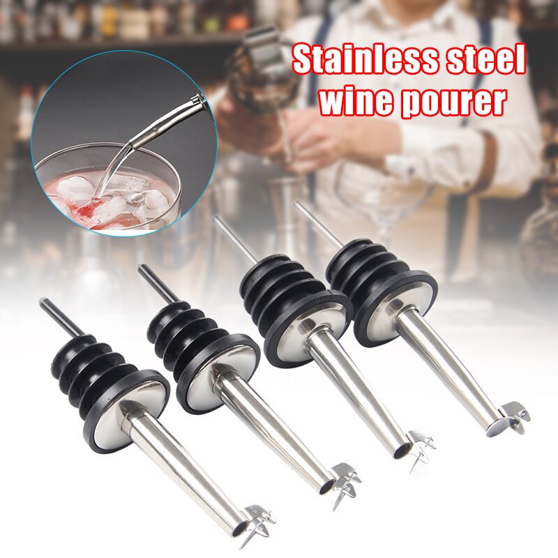 12pcs Stainless Steel Drinks Wine Cocktail Pourer Dispenser Bottle Caps Free Flow Spout Stopper Kitchen Bar Tools FP8