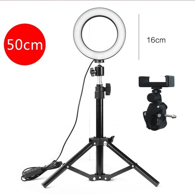 Anello di Luce portato video Lampada Della Luce W/Treppiede A tre Velocità Del Basamento Foto Sudio Selfie Fotografia Anello di Luce di Riempimento universale Dimmerabile: 50cm / 16cm