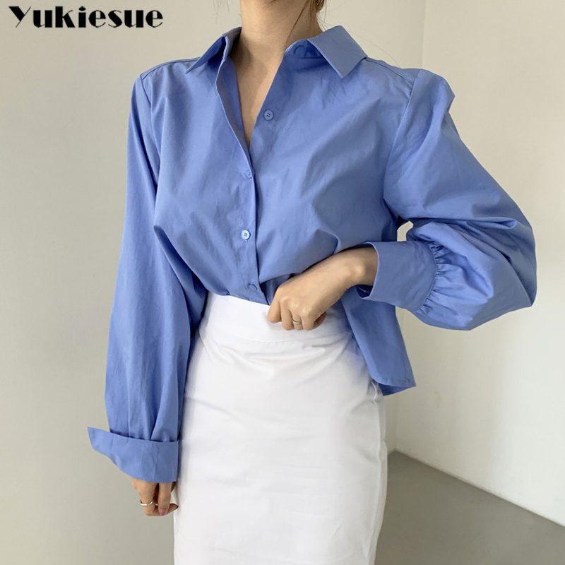 Blusas koszule damskie koreańskie bluzki letnie Blusas Fashion bufiaste rękawy białe bluzki plisowana nieregularna biurowa, damska eleganckie topy