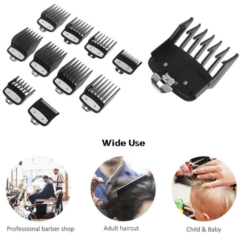 2/8/10pcs Cutting Guide Comb For Wahl Electric Trimmers With Metal Clip 3171-500-1/8in To 1in Set Black Guide Comb