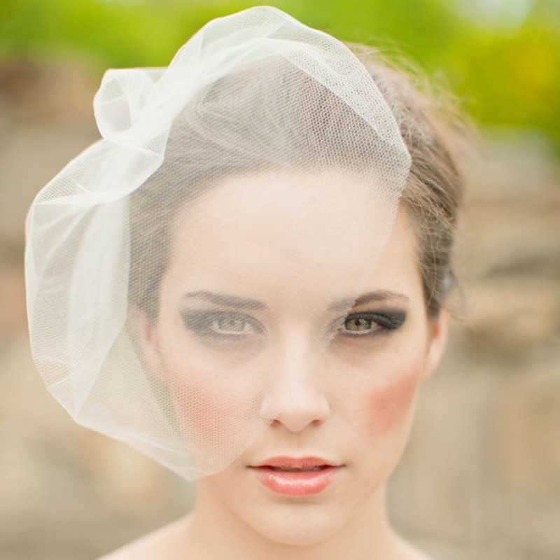 Ivoor Kleur Eenvoudige Wedding Birdcage Goedkope Bruiloft Sluier Bruid Birdcage Party Haar Accessoires Veu