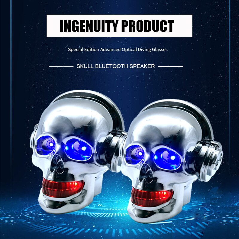 Motorcycle skull loudspeaker With Bluetooth MP3 waterproof Subwoofer Mobile phone call vehicle Electric vehicle Anti theft Color