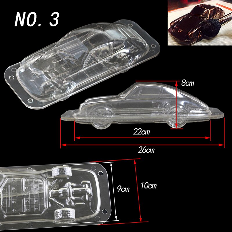 3D car shape Polycarbonate Chocolate Moulds Chocolate Candy Bars Molds Tray Polycarbonate Plastic Form Flowers Baking Pastry Ba: NO.3