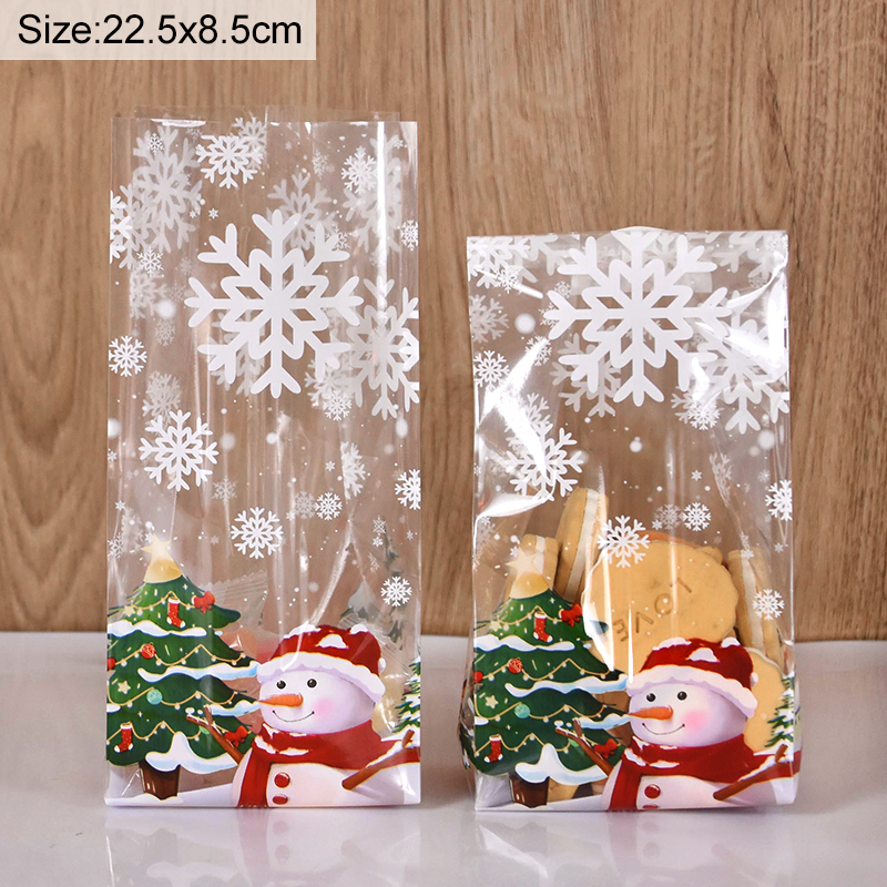 25/50pcs Snowman Cookie Baking Packaging Bags Candy Snack Bag Xmas Tree Snowflake Christmas Year Party Decorations: MINT GREEN / 5x5x5cm