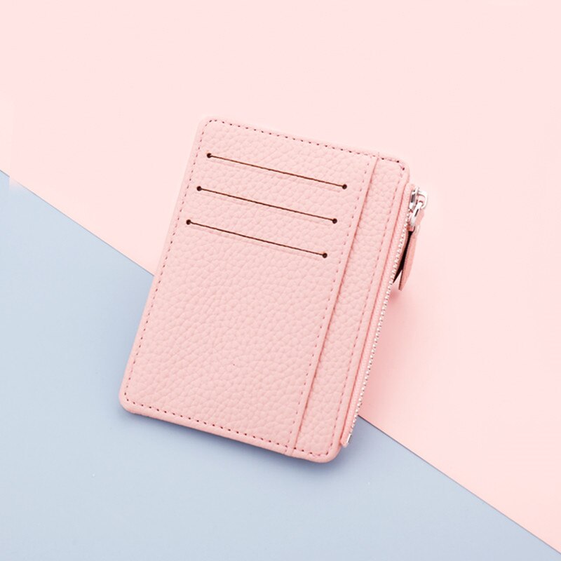 1Pc Mannen/Vrouwen Mini Id-kaart Houders Business Credit Card Houder Pu Leather Slim Bankkaart Case Organizer portemonnee Rits Unisex