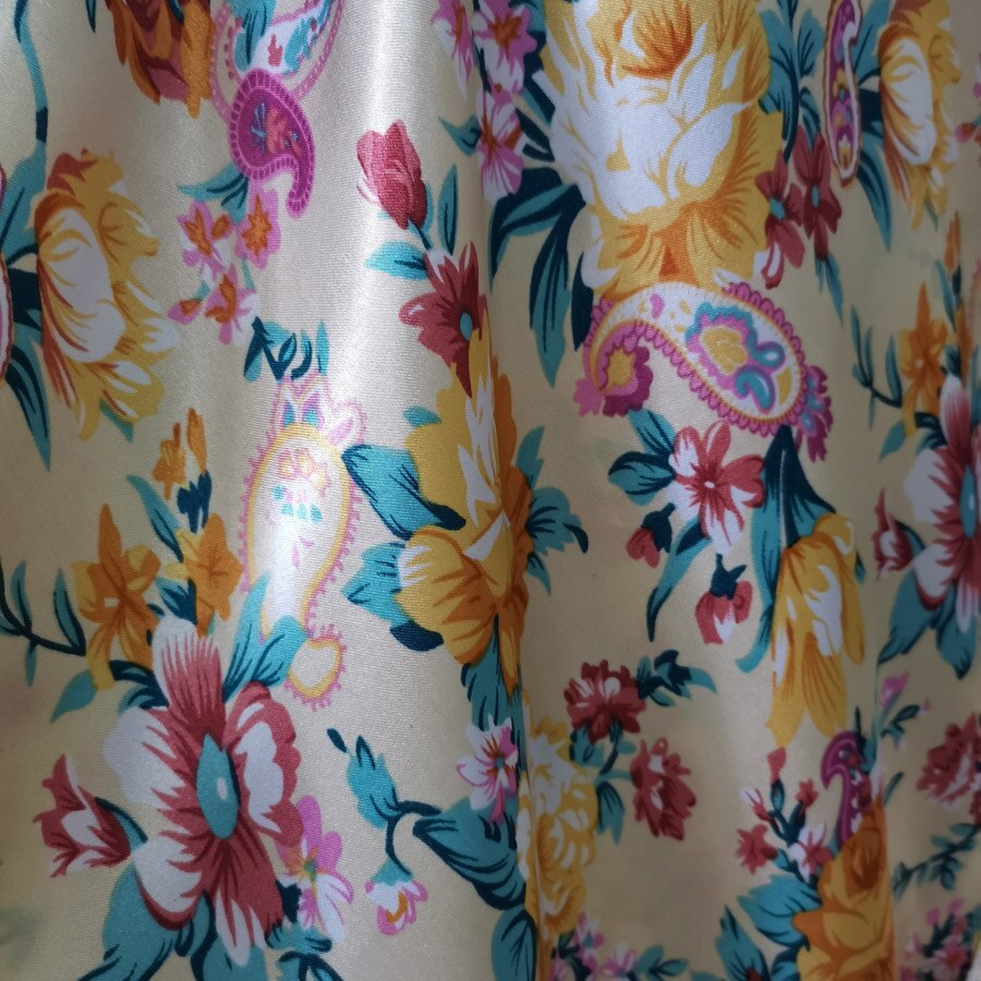 Handmade Floral Satin Fabric Soft Satin Material DIY Lining craft Tilda doll glossy Polyester Charmeuse Fabric: 4