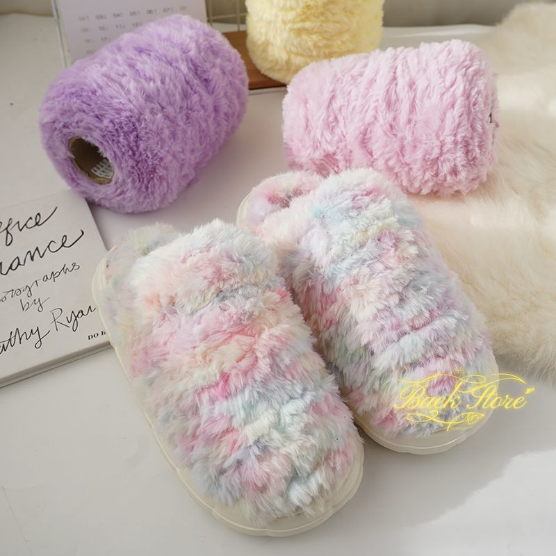 Imitation Mink Fur Yarn Hand Woven High-end DIY Hook Hat Hook Scarf Sweater Slippers Soft Fur Coarse Yarn Crochet Handmade Scarf