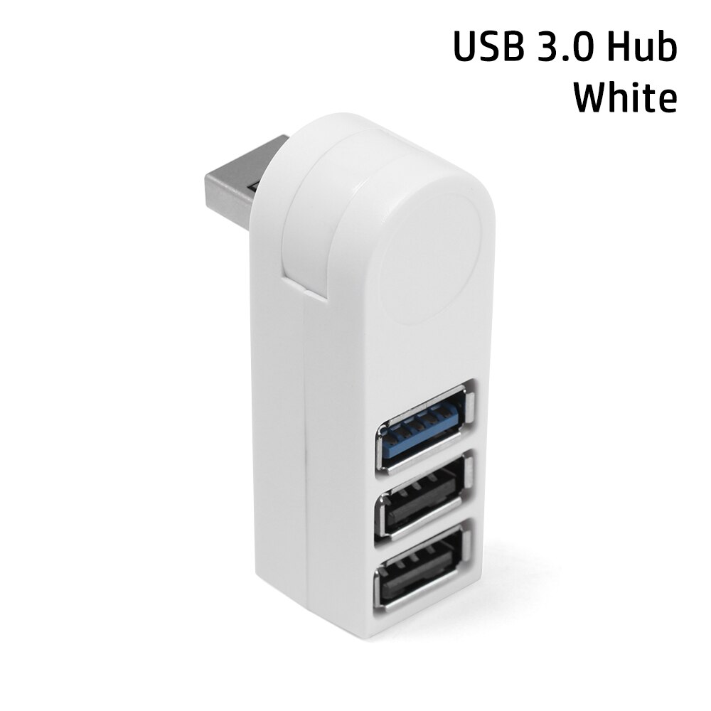 Universele Mini Draaibare 3 Port Usb 3.0 Hub High Speed Data Transfer Splitter Box Adapter Usb Expander Voor Pc Laptop macbook Pro: USB 3.0 Hub-White