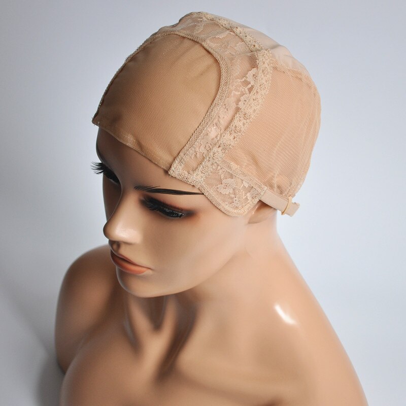 4*4 U Part Wig Cap Swiss Lace Cap For Making Wig With Adjustable Straps Dark Brown/Brown/Light Brown/Beige/Black Gluless Cap