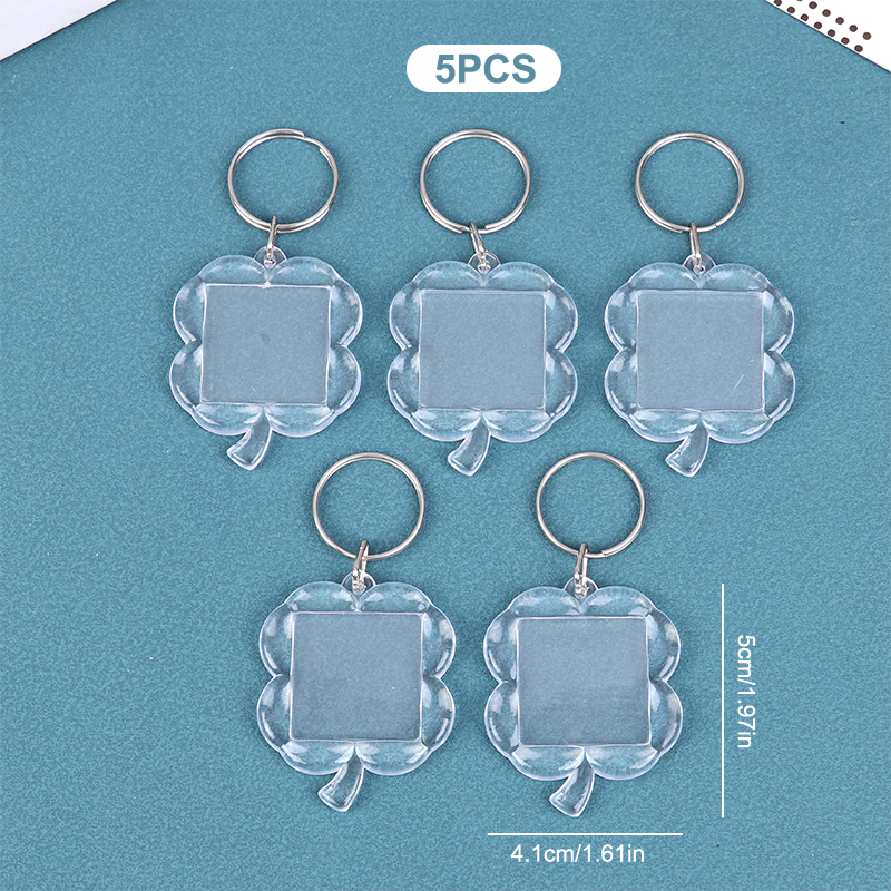 5pcs Blank Photo Frame Keychain Clear Acrylic Keyring Insert Photo Split Key Pendant DIY Key Holder Couple Anniversary: PURPLE