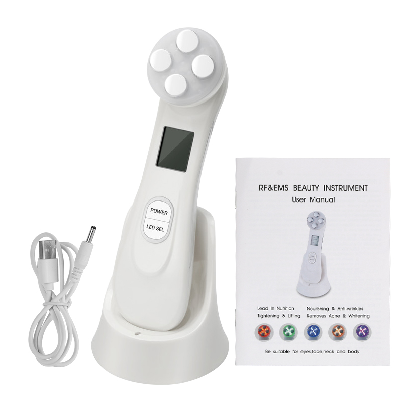 Mesoterapia electroporación LED terapia de luz de fotones RF EMS rejuvenecimiento de la piel máquina de belleza de masaje para estiramiento facial: White No Box