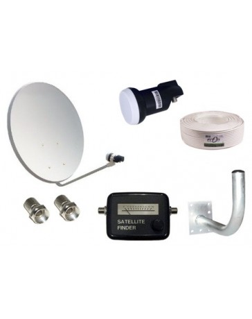 Kit antena Parabólica GI 60 cm + LNB + Soporte + 20m Cable coaxial + Localizador