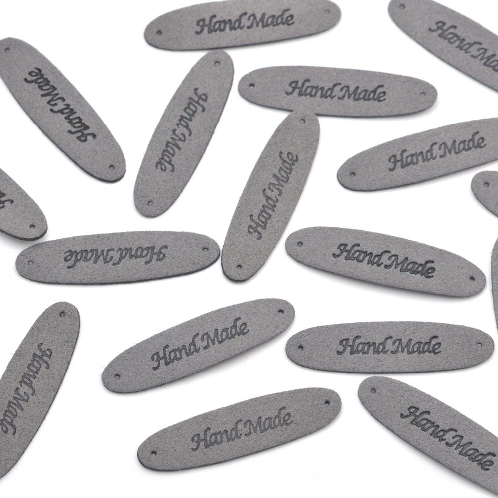 Kalaso 10 stk grå håndlavede etiketmærker tøjbeklædningsetiketter håndlavede jeansposer hatte diy håndværk syning af stoftilbehør