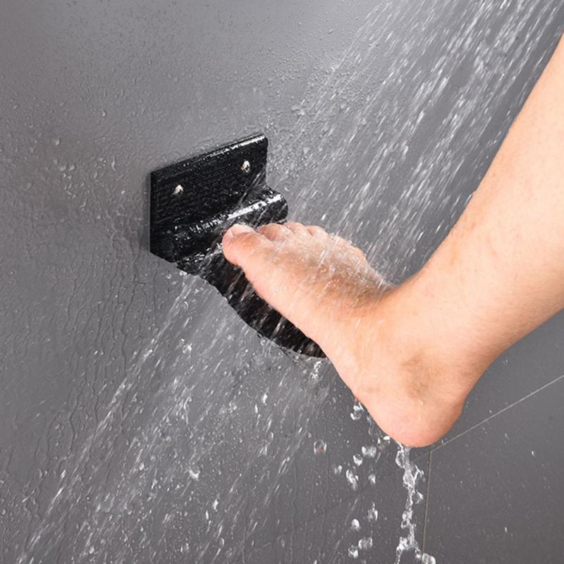 Poggiapiedi in lega di alluminio nero/argento-doccia antiscivolo supporto per piedi da barba impugnatura bagno tappetino antiscivolo poggiapiedi doccia passo