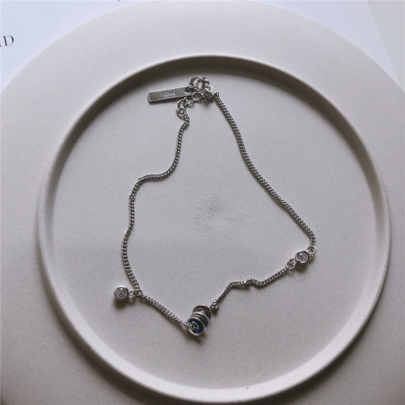 RUIYI Real 925 Sterling Silver Women Summer Cool Anklets Female Niche Coin Chain Feet Jewelry Anklets Minimalist Ankle Bracelets