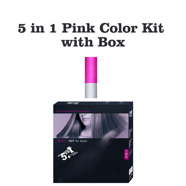 Föhn Elektrische Kam Haar Krultang Stijltang Borstel 5 In 1 Elektrische Lucht Kam Haar Styling Tool Kapper Salon Blow droger: au plug / Pink with box