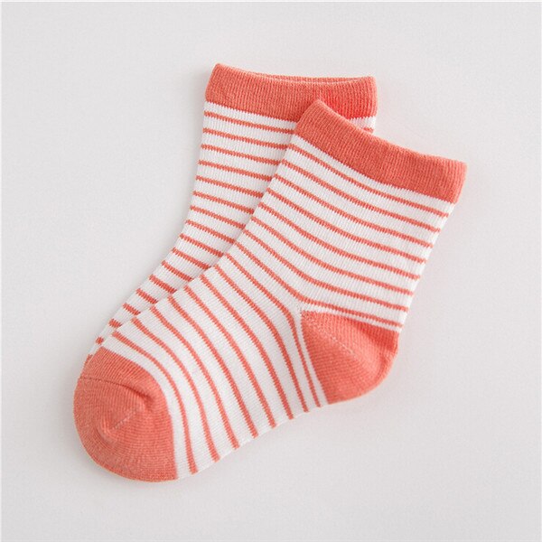 Spring Autumn Baby Socks Lovely Stripe Socks Absorb Sweat Cotton Baby Sock Thin Funds Children Socks 5 Colors: watermelon red / S