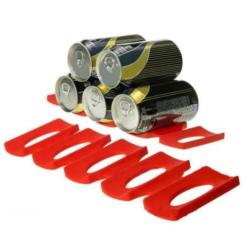 Rode Siliconen Koelkast Kan Bier Wijn Bottle Rack Holder Mat Stapelen Tool