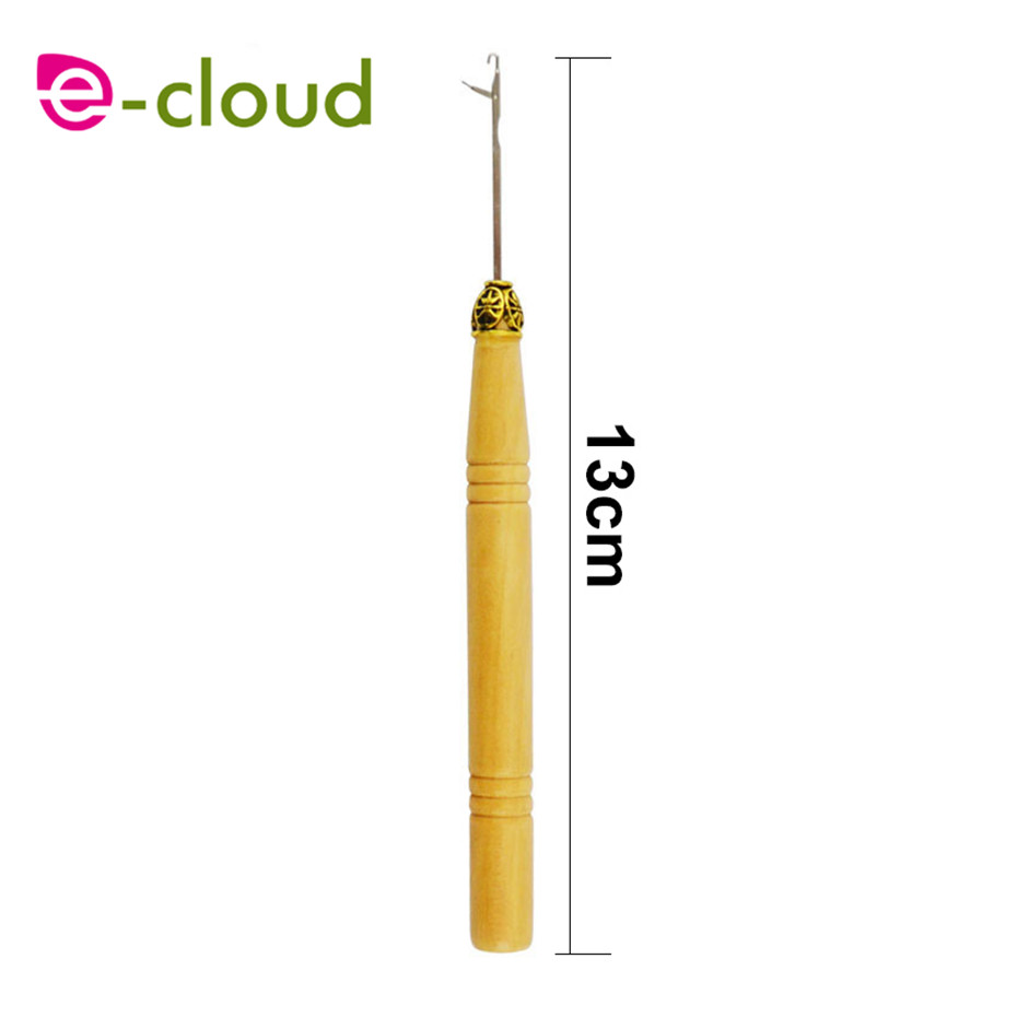 5pcs/lot wooden handle pulling/hook/crochet needle of wig weaving thread/sewing tool for braids hair extensions