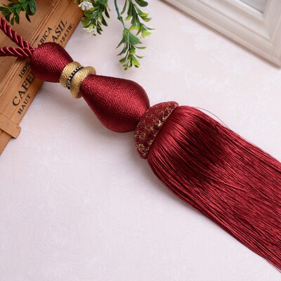 2 teile/los Vorhang Quaste Pinsel Fringe Raffhalter Hängen Gürtel Ball Seile Vorhang Zubehör Tieback Schnalle Wohnkultur: Bordeaux