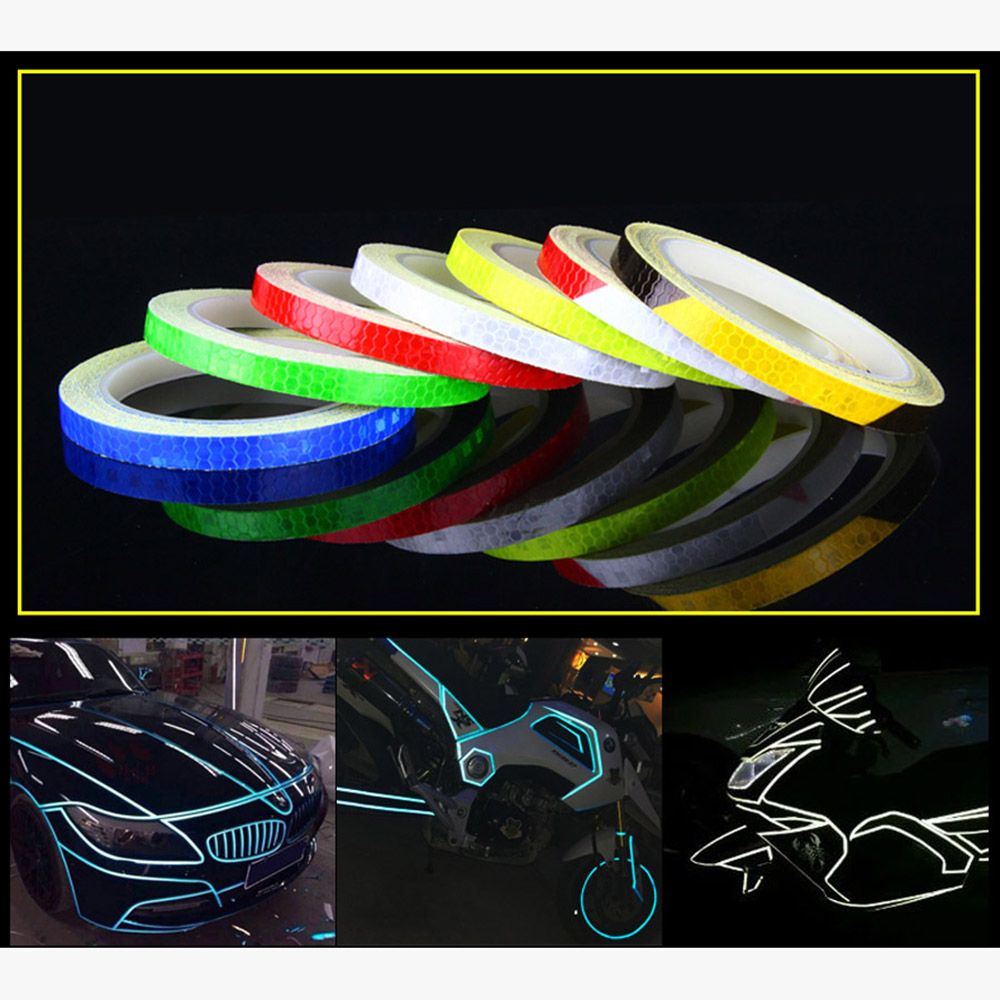 8m x 1cm Leuchtstoff Fahrrad Reflektierende Aufkleber Radfahren Band Reflektor Mtb Fahrrad Klebeband Sicherheit Fahrrad Rad Dekor