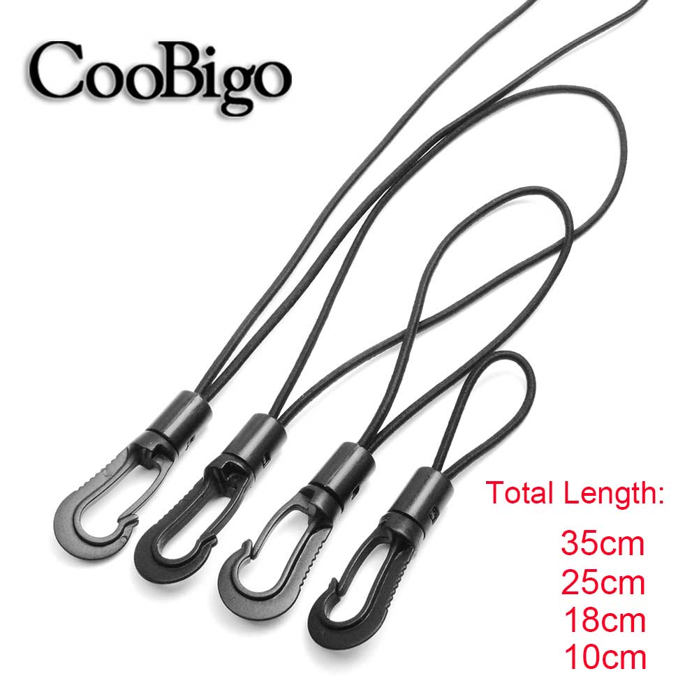 2pcs Outdoor Dia. 2.5mm Kayak Canoe Bungee Tied Tether Rope Elastic Shock Cord Loops With Plastic Hooks 4 Sizes