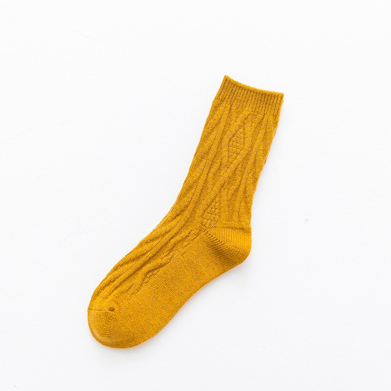 Women Socks Woo Warm Soft Solid Casual Winter Velvet Feet Warmer Socks 1Pair: Yellow