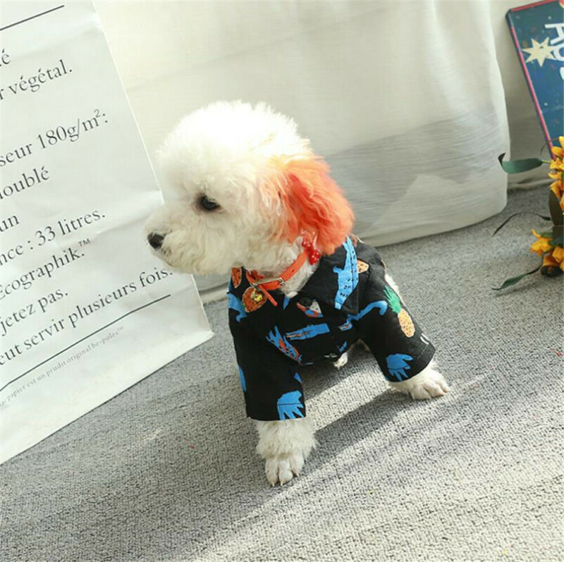 Zomer strand shirt hond print hawaii strand casual huisdier puppy reizen shirt blouse
