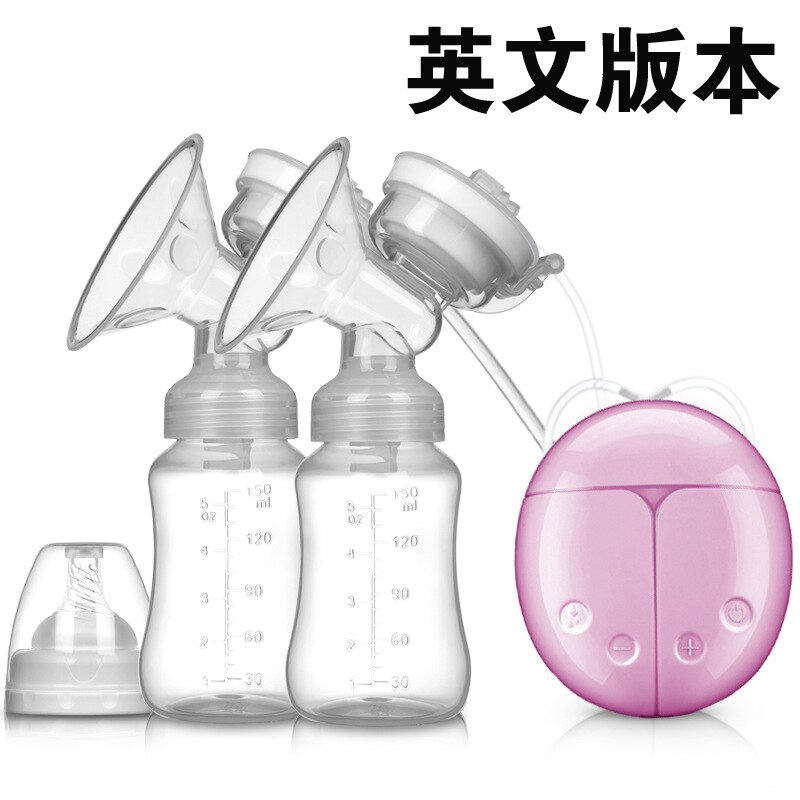 Breast Milk Collector Double Electric Breast Pumps Powerful Nipple Suction USB Electric Breast Pump with Baby Milk Bottle: B