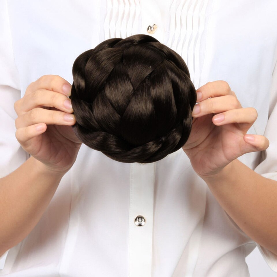 Allaosify, moño trenzado de pelo de punto de tamaño pequeño, moño de pelo sintético, Donut, postizos de rodillo, accesorios para el cabello Haar: # 2