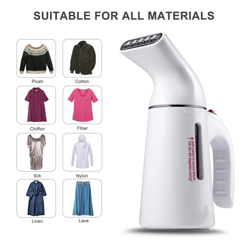Håndholdt damper til tøj - bærbart dampstrygejern til tøj med isoleringshandske  - 150ml og hurtig opvarmning af stofdamper til