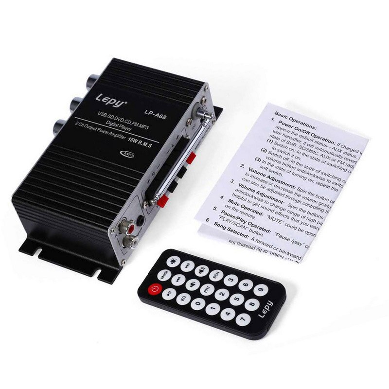 Car Amplifier Remote Control USB FM Small Amplifier Motorcycle Small Power Amplifier 2x15W RMS 2Inch Output Power Amplifier