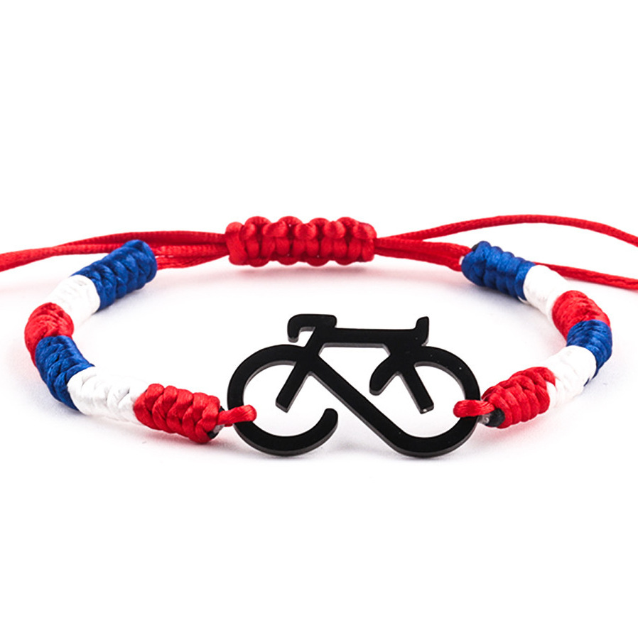 Bransoletka sportowa z plecionego sznurka, modna w 2025 roku, popularna bransoletka z zawieszką rowerem, tenisem, piłką nożną, biżuteria dla przyjaciół, zawodników, prezent.