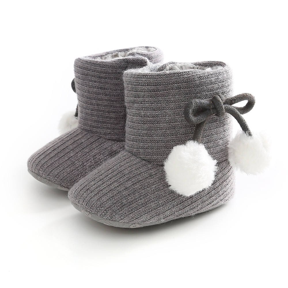 Jongens Meisjes Laarzen Baby Kid Meisjes Schoenen Gebreide Bont Laarzen Peuters Soft Sole Korte Warme Zachte Sneeuw Schoenen 0- 18 maanden: Gray / 13-18 months