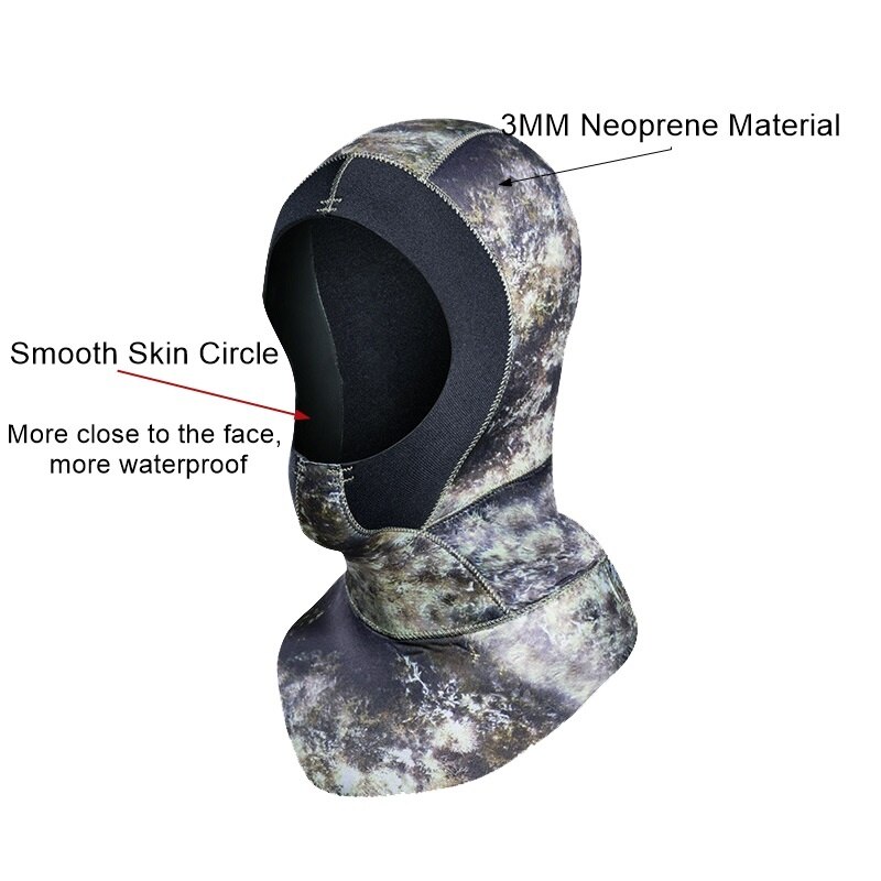 3mm Scuba wetsuit hood Diving Hood With Shoulder dive hood cap for cold water scuba dive sports camo Cap Waterproof keep warming