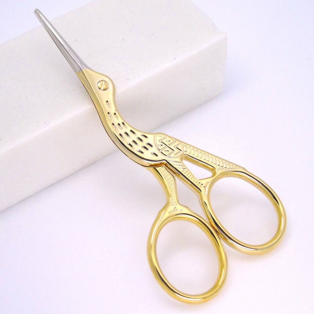 1Pc Retro Klassieke Europese Vintage Gold Ooievaar Naaien Schaar Trimmen Craft Gold Naaien Crane Tailorhome Tool Handwerk Tool