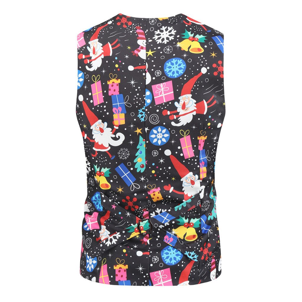 Men Waistcoat Snowman Xmas Christmas Fancy Vest Men Vintage Button Up Party Sleeveless Jacket chalecos para hombre