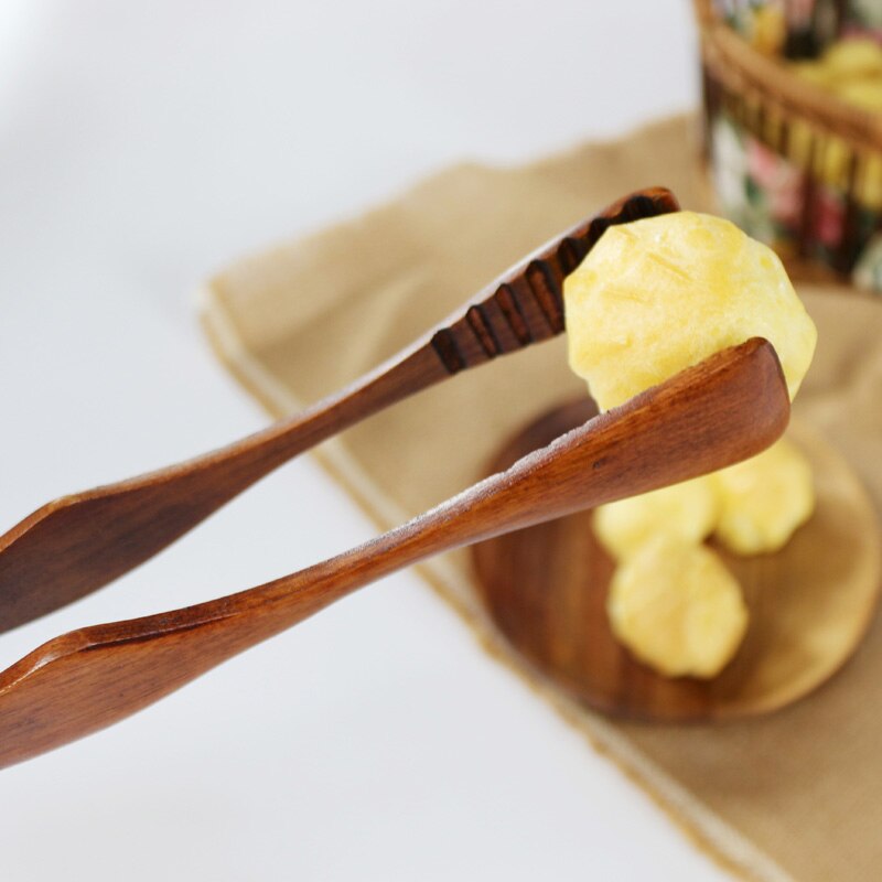 Pinzas de madera para cocina, pinzas para ensaladas, pinzas para barbacoa, pinzas para carne, pan, pinzas para tostadas, utensilios de madera, herramientas de cocina.