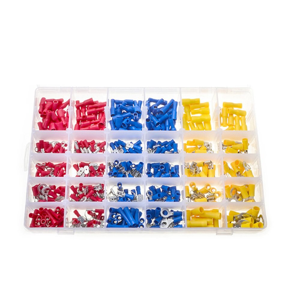 500pcs Electrical Cable Wire Connectors Assorted Insulated Crimp Terminals Spade Terminal Pliers Cold Press Pliers