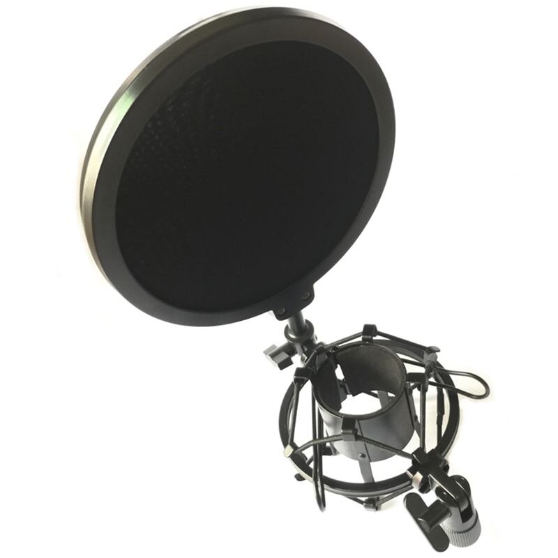 Microphone Mic Shock Mount With Shield Articulating Head Telescoping Height Microphone Holder Stand Bracket: Default Title