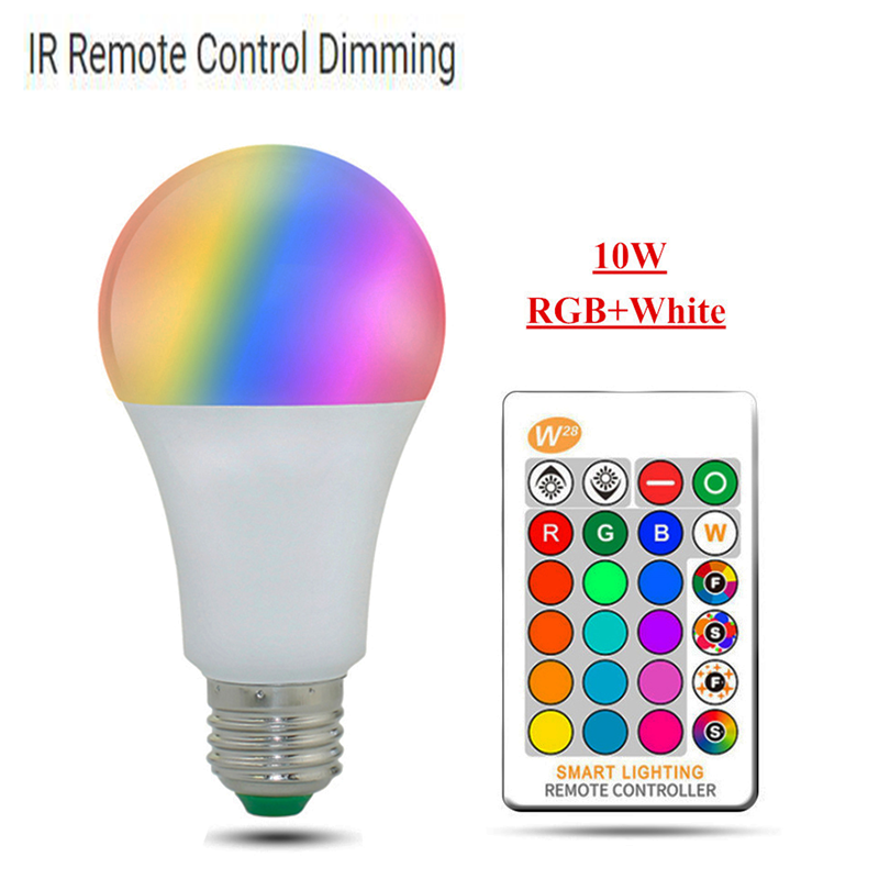 Ampoule intelligente rvb 15W E27 lampe à LED, commande par application Bluetooth, commande à distance IR, 5W, 10W, rgbw ww, 85-265V, pour la maison: IR RGBW 10W