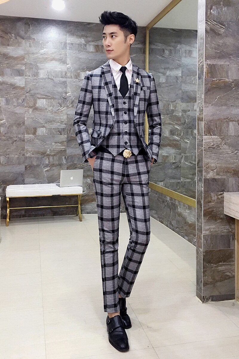 Herre ternede bukser slim fit mænd kontorbukser mænd formelle bukser plaid pantaloni uomo afslappet mænd kjole jakkesæt bukser pantalon homme