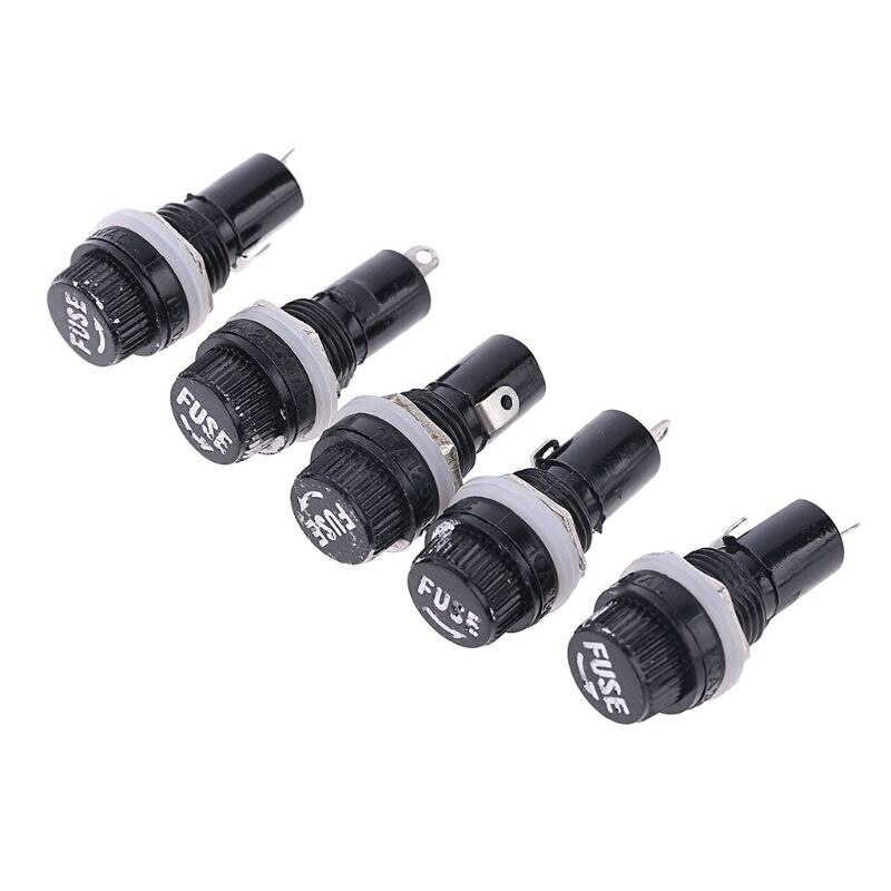 5 stk 10a sikringsholderkontakt til chassispanel til 5*20 glassikringer 250v r9uc
