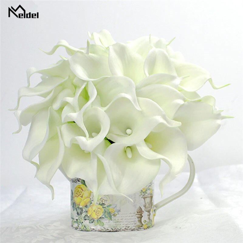 Meldel bryllup buket calla lilje kunstige blomster brude buketter brudepiger brud ægteskab bryllup buket hjem dekoration