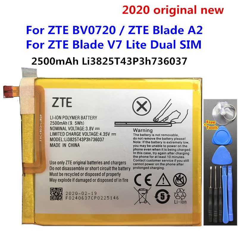 Originele 2500Mah Li3825T43P3h736037 Batterij Voor Zte Kleine Verse 5 BV0840/Zte Blade V8Q V8C V0840