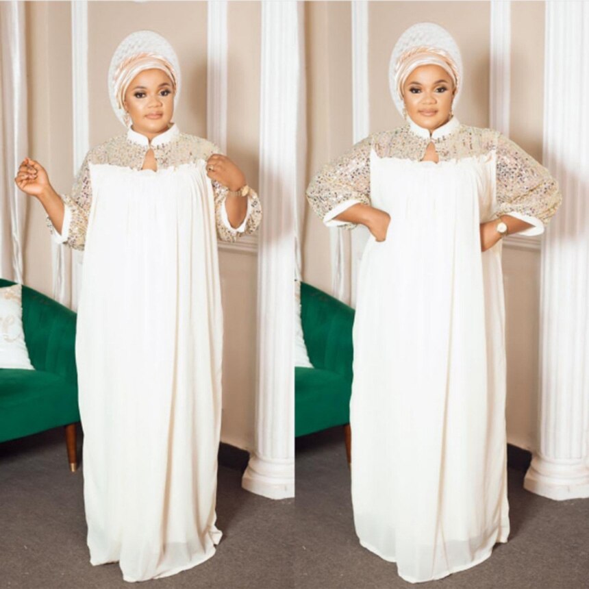 Length 153cm super loose long dress style African women's Dashiki stretch Chiffon material With inner free size