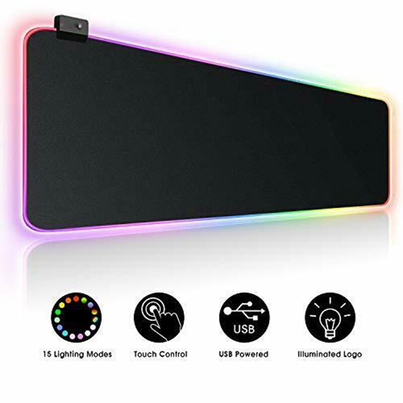 RGB Gaming Mouse Pad Large Mouse Pad Gamer LED Computer Mouse Keyboard Mat with Backlight